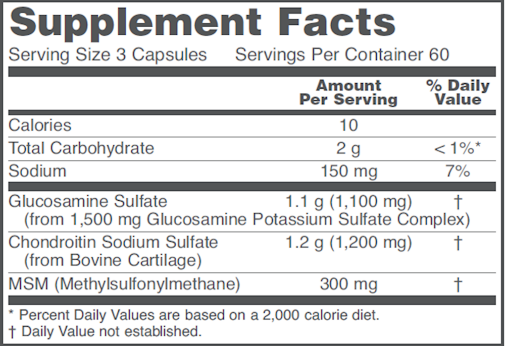 Glucosamine and Chondroitin + MSM, 180 Capsules , Brand_Protocol for Life Balance capsules Form_Capsules Requires Consultation Size_180 Capsules
