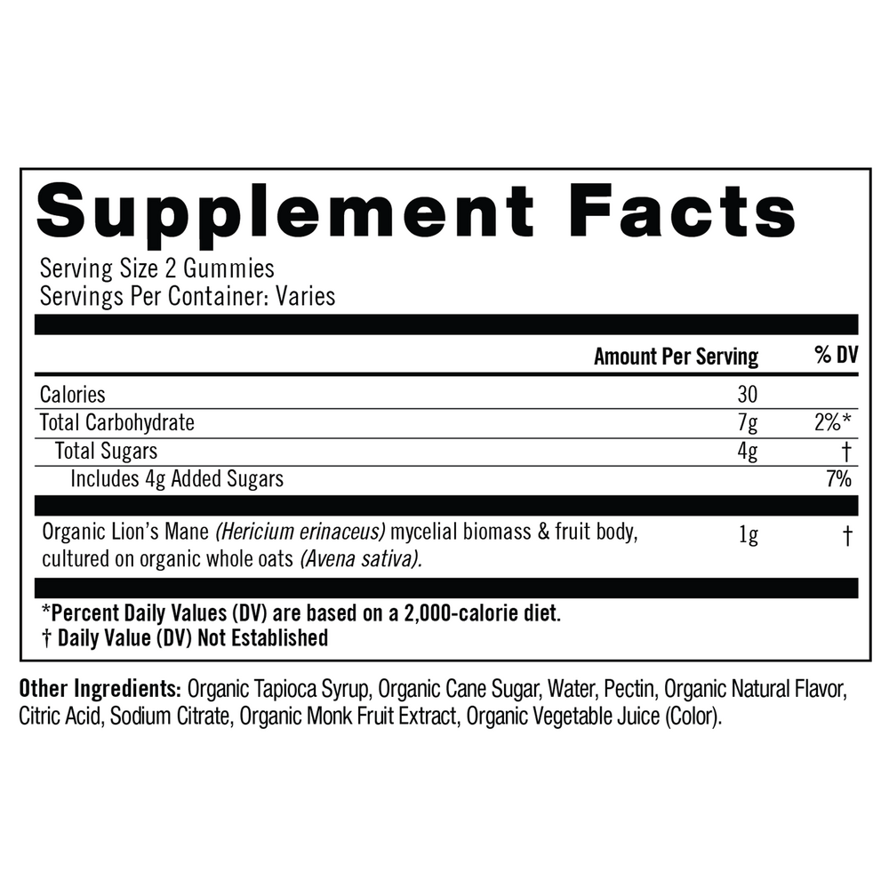 Lion's Mane Mushroom Gummies, 60 gummies , Form_Gummies