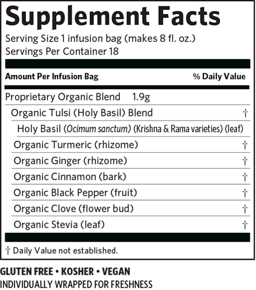 Tulsi Tea Turmeric Ginger, 18 Count , Ayurveda Brand_Organic India Form_Tea Bags