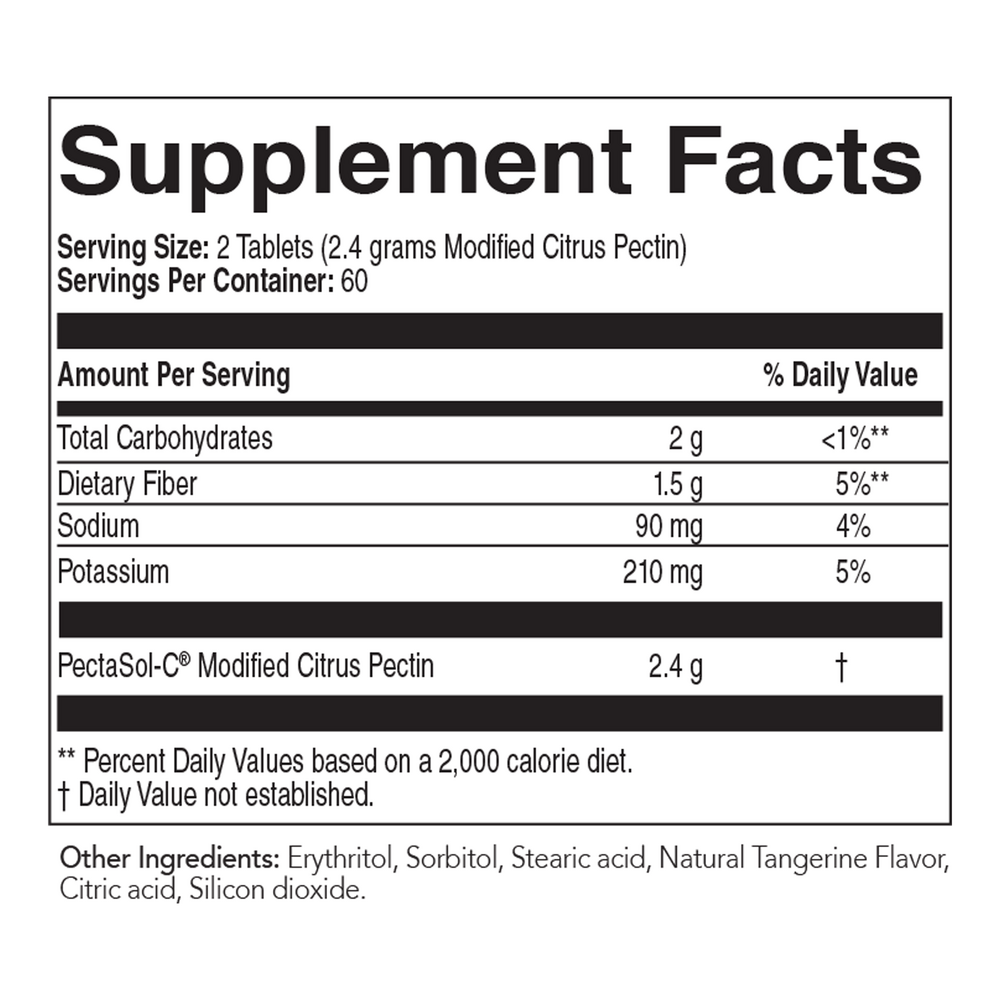 PectaSol-C Modified Citrus Pectin Chewable Tablets - Tangerine Flavor, 120 Tablets