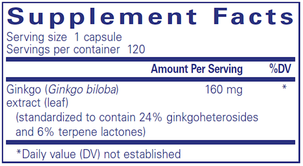 Ginkgo 50 160 mg, 120 Capsules , Brand_Pure Encapsulations caps Emersons