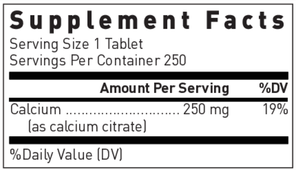 Calcium Citrate (250mg), 250 Tablets