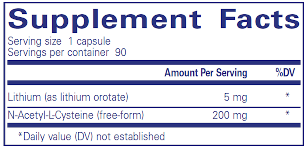 Lithium (Orotate), 5 mg, 90 Capsules , Brand_Pure Encapsulations caps Emersons