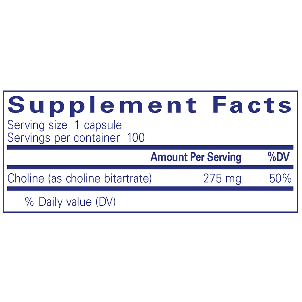 Choline (bitartrate), 100 Capsules , Brand_Pure Encapsulations Form_Capsules Requires Consultation Size_100 Capsules