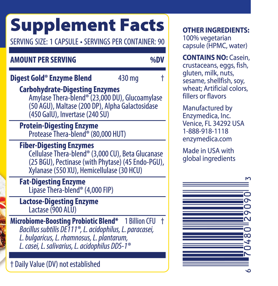Digest Gold™ + Probiotics, 90 Vegetarian Capsules