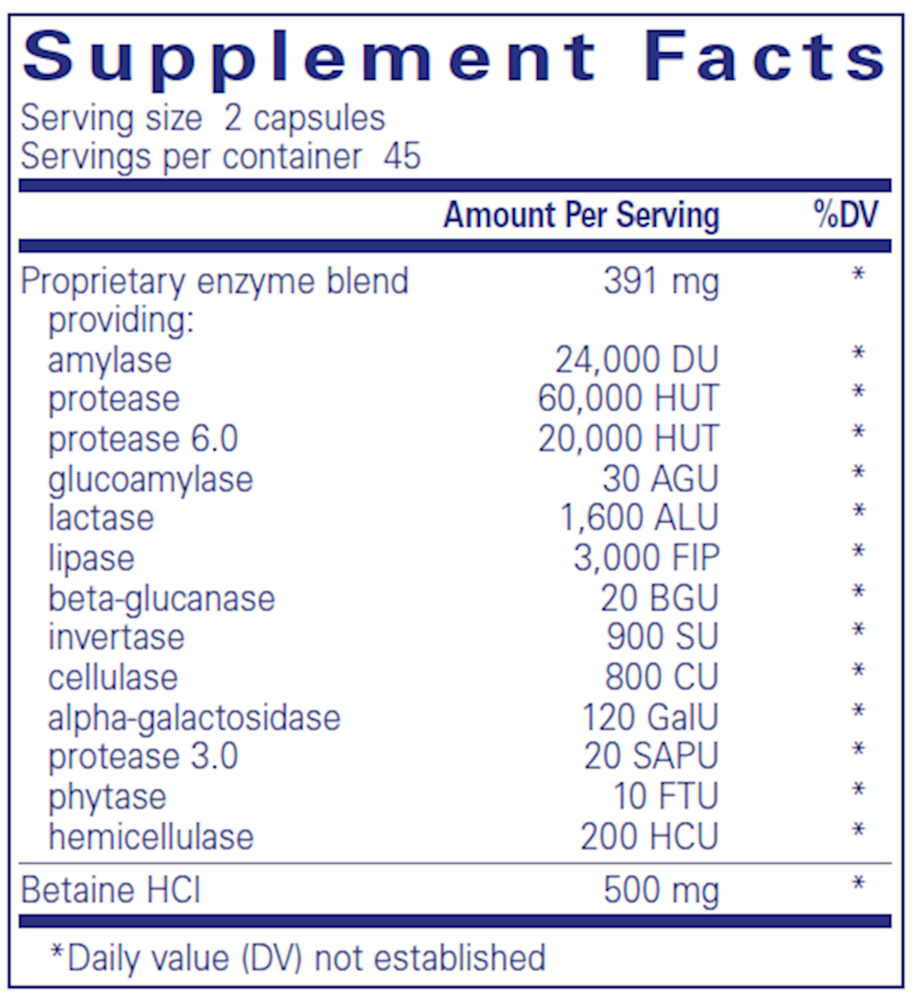 Digestive Enzymes Ultra with Betaine HCl , Pure