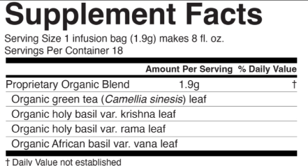 Tulsi Green, 1.21 Ounce (34.2 g) 18 Tea Bags , Ayurveda Brand_Organic India Form_Tea Bags Size_18 Count