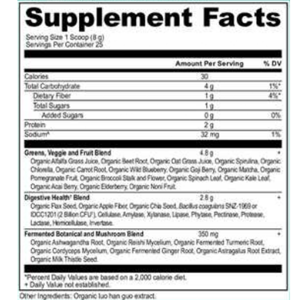 Ancient Nutrition Organic SuperGreens Powder - supplement facts