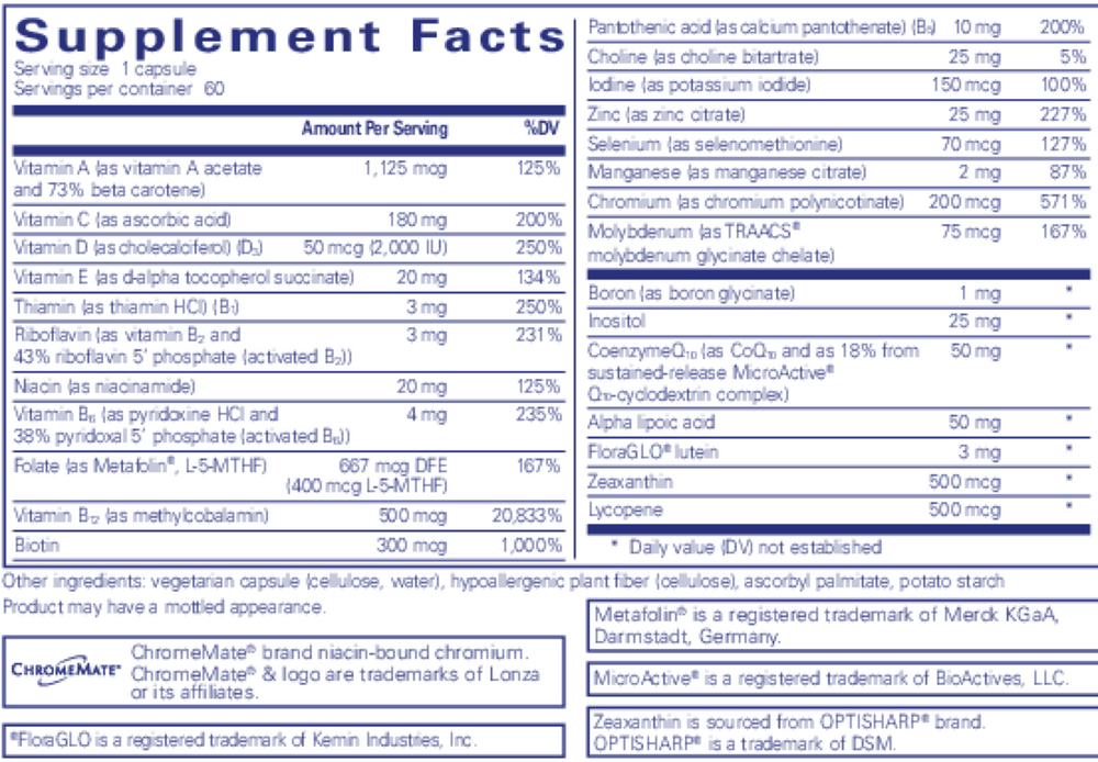 O.N.E. Multivitamin, 60 Capsules , Brand_Pure Encapsulations caps Form_Capsules Not Emersons Size_60 Caps