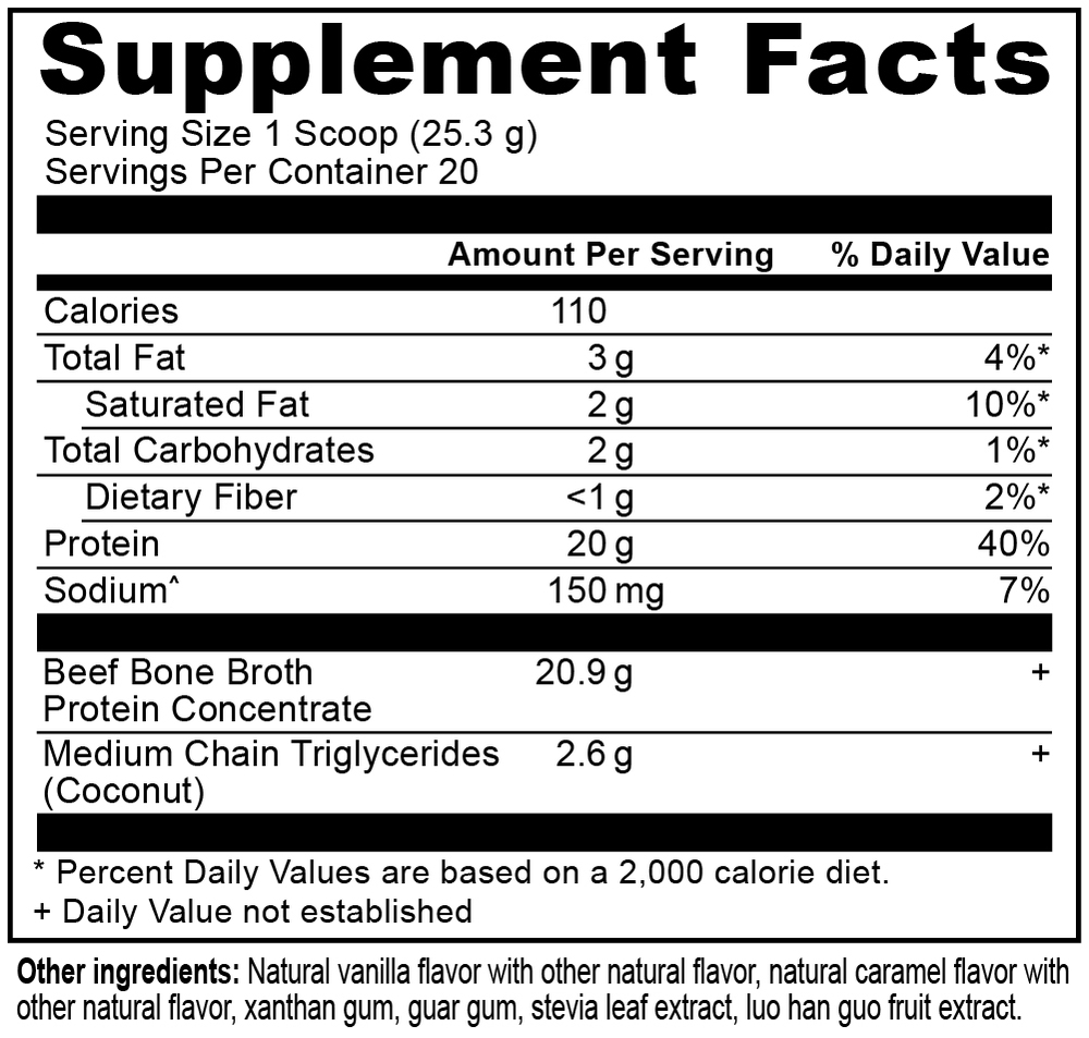 Ancient Nutrition Bone Broth Protein Salted Caramel - supplement facts