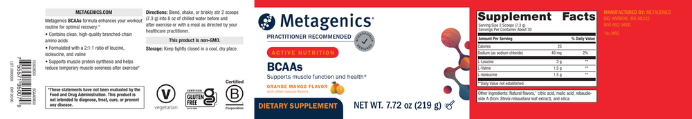 BCAAs, Orange Mango Flavor, 7.22 Oz (219 g) Powder , Emersons Emersons-Alt Form_Powder powder