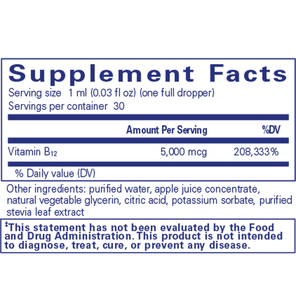 B12 5000 Liquid, 30 Milliliters , Brand_Pure Encapsulations Form_Liquid Requires Consultation Size_30 Milliliters
