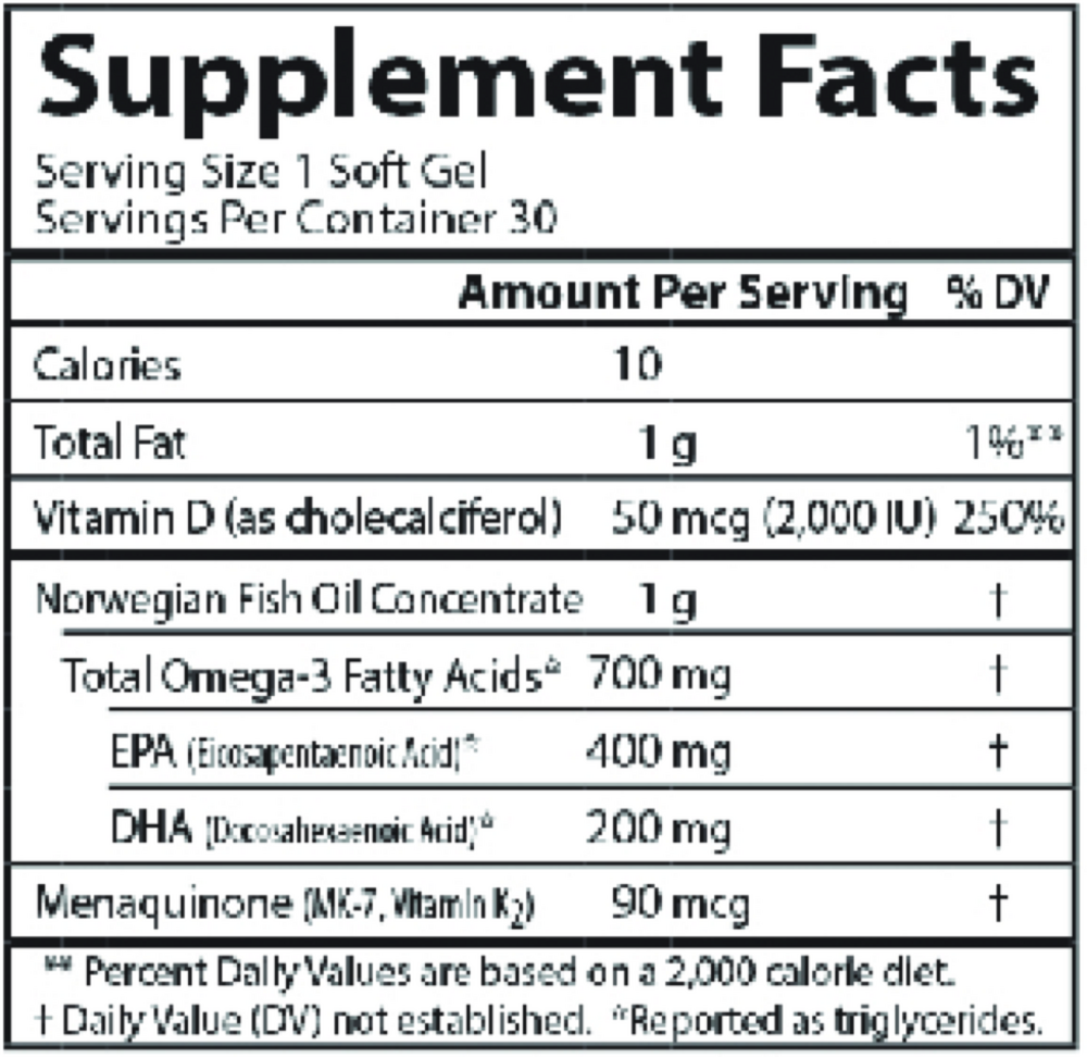 Elite Omega 3 + D3 & K, 90 Softgels