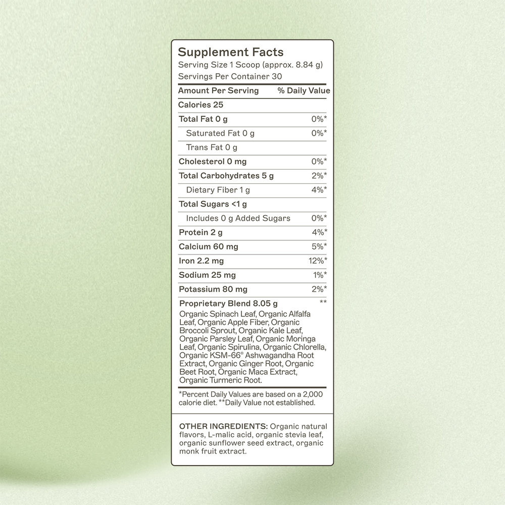 Amy Myers MD Organic Greens - supplement facts