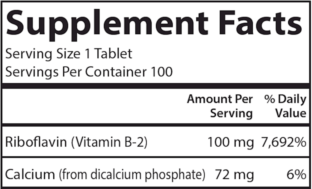 Vitamin B-2, 100 Tablets