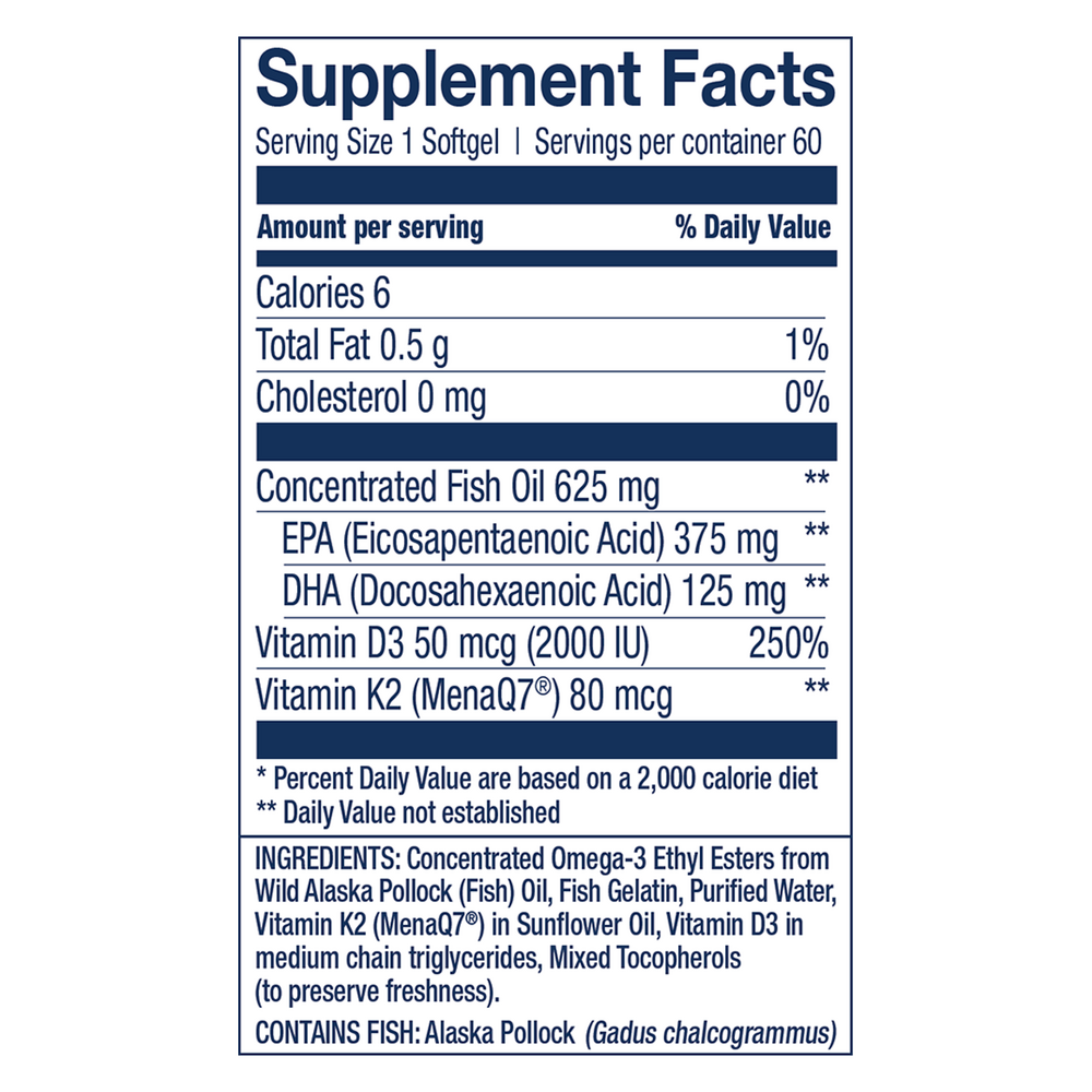 Omega-3 with K2 & D3, 60 Softgels , Brand_Wiley's Fish Oil Form_Softgels Size_60 Softgels