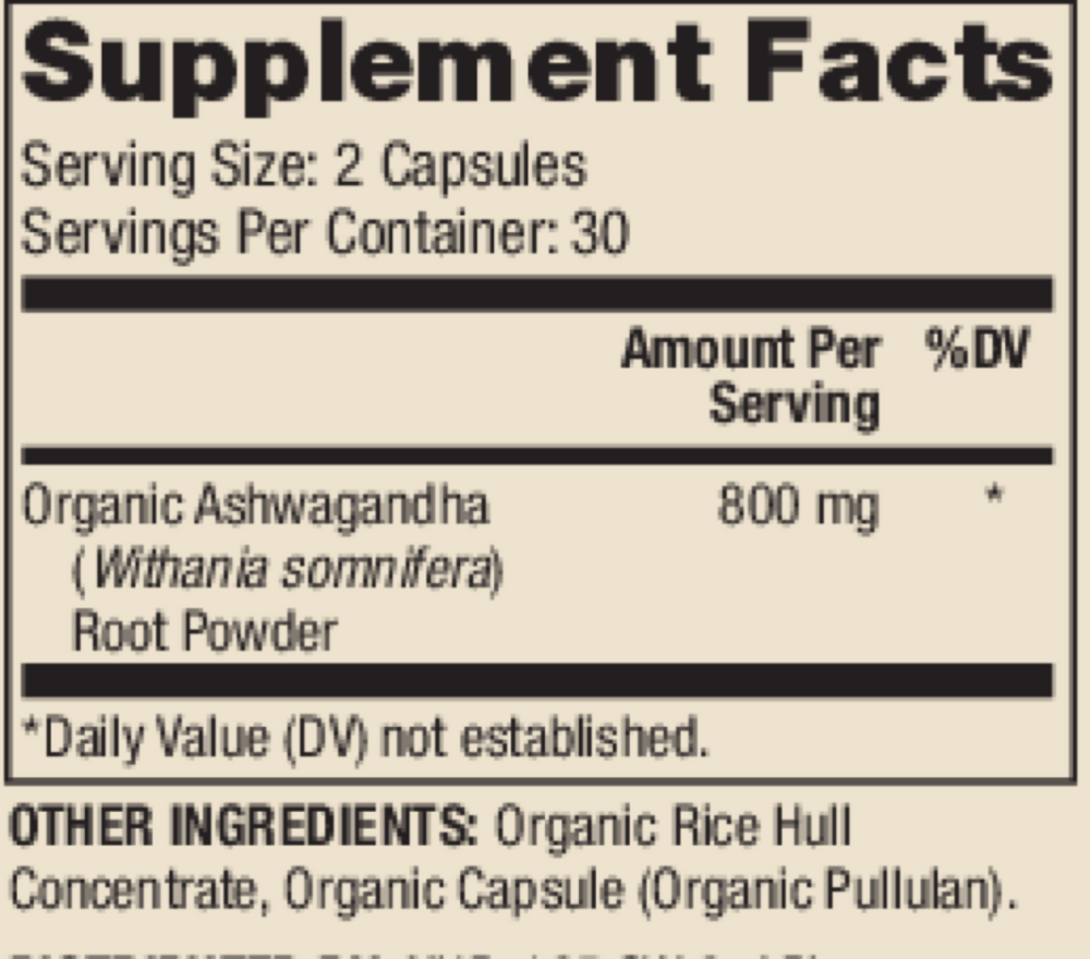 Organic Ashwagandha, 60 Capsules