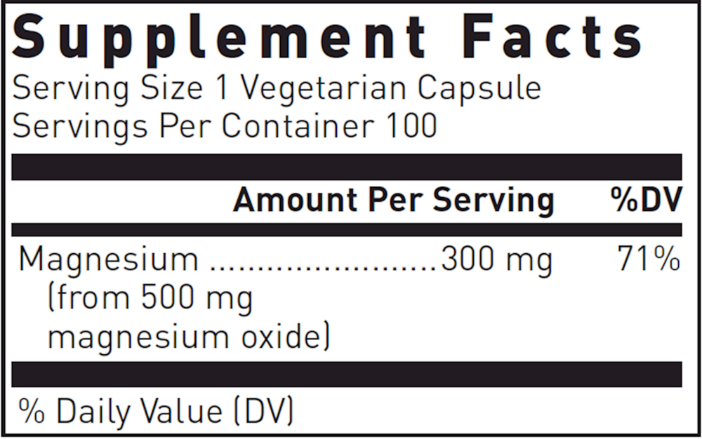 Magnesium Oxide, 100 Capsules