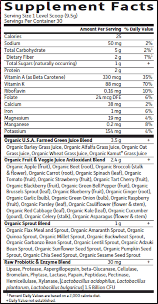 Raw Organic Perfect Food Green Superfood, 300 g Powder