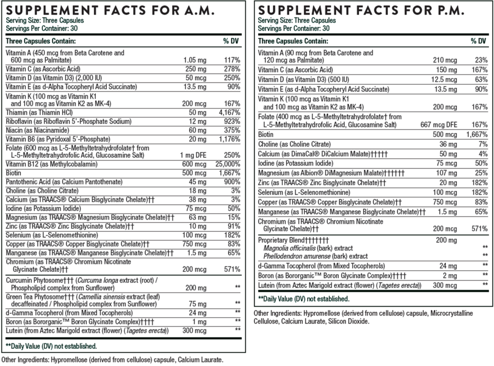 Multi-Vitamin Elite AM PM NSF Kit, 1 Kit , Brand_Thorne Research Form_Kit Size_Kit
