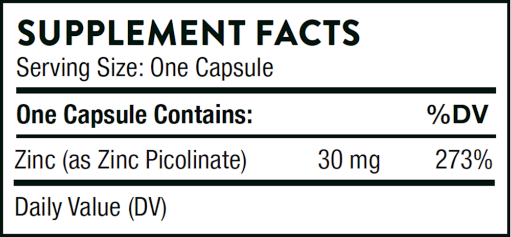 Zinc Picolinate 30mg, 60 Capsules , Brand_Thorne Research Form_Capsules Size_60 Capsules