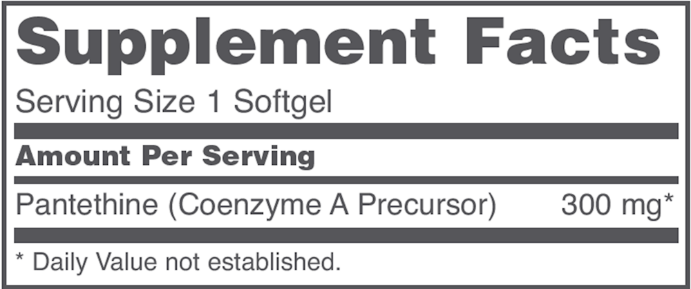 Pantethine 300mg, 60 Softgels , Brand_Protocol for Life Balance Form_Softgels Requires Consultation Size_60 Softgels softgels