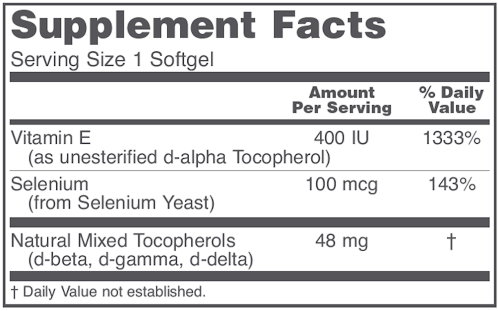 E-400 MT + Selenium, 120 Softgels , Brand_Protocol for Life Balance Form_Softgels Requires Consultation Size_120 Softgels softgels