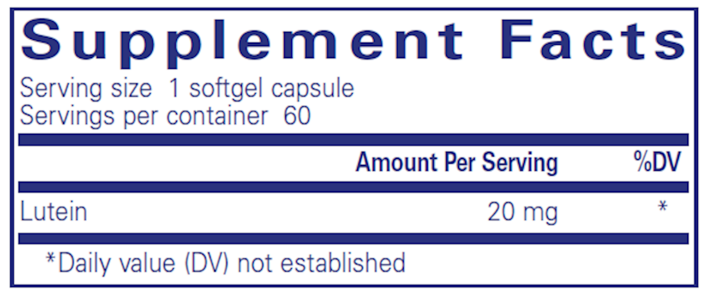 Lutein, 20 mg, 60 Softgels , Brand_Pure Encapsulations Emersons softgels