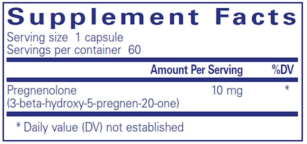 Pregnenolone 10mg, 60 Capsules , Brand_Pure Encapsulations Form_Capsules Requires Consultation Size_60 Capsules