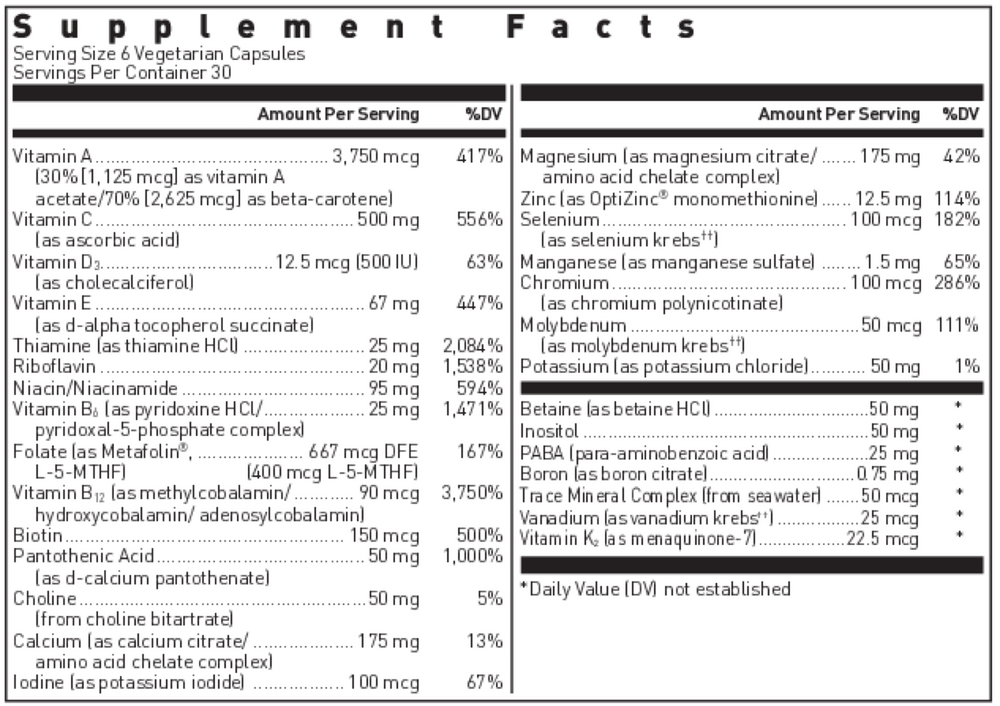 Douglas Laboratories Ultra Preventive III supplement facts