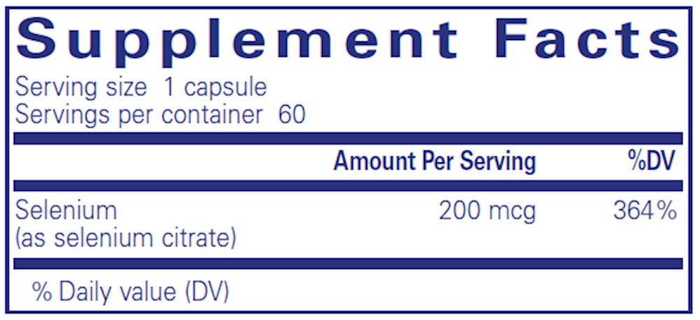 Selenium (citrate), 200 mcg, 60 Capsules , Brand_Pure Encapsulations caps Emersons Form_Capsules Requires Consultation Size_60 Capsules