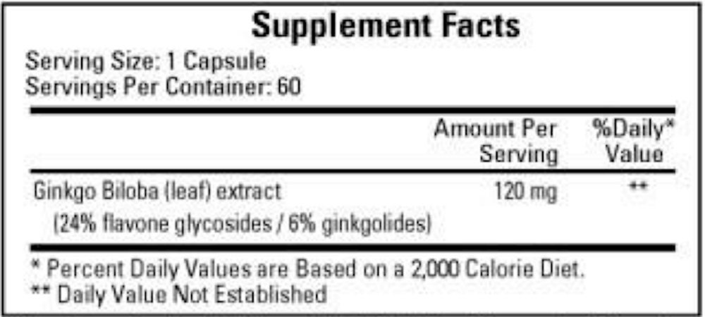 Ginkgo Biloba 120mg, 60 Capsules