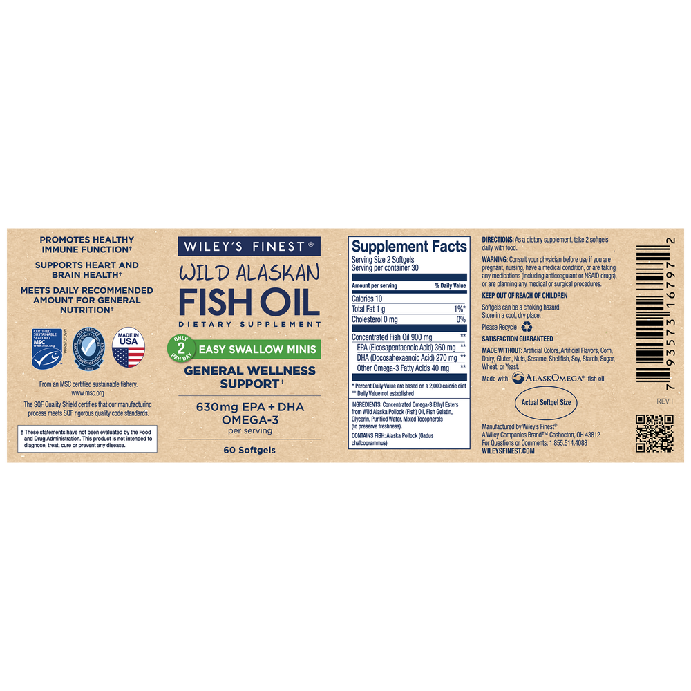 Easy Swallow Minis, 60 Softgels , Brand_Wiley's Fish Oil Form_Softgels Size_60 Softgels