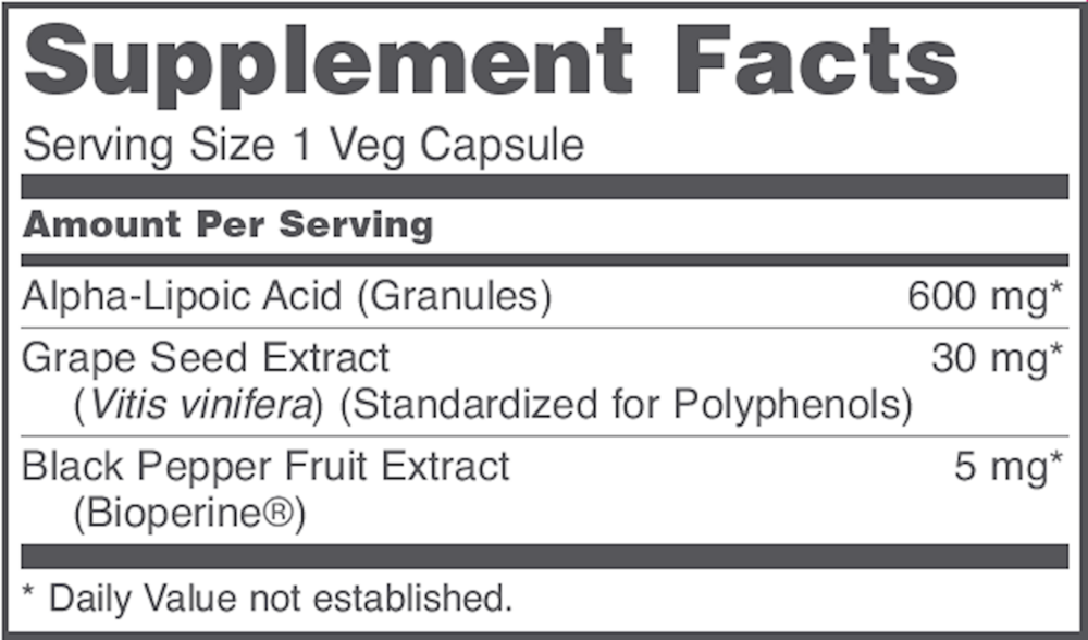 Alpha Lipoic Acid 600mg, 60 Capsules , Brand_Protocol for Life Balance capsules Form_Capsules Requires Consultation Size_60 Capsules