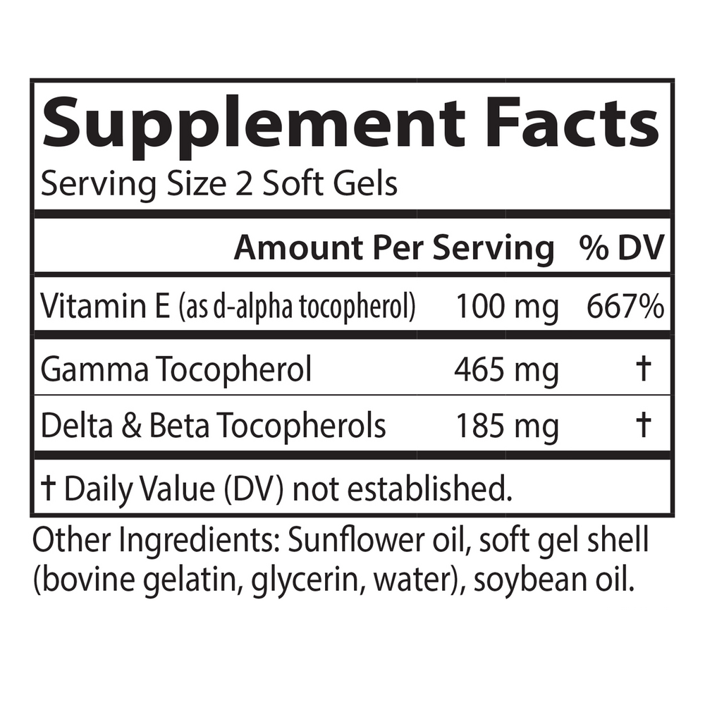 Gamma E-Gems Gama Tocopherol, 465 mg, 120 Softgels