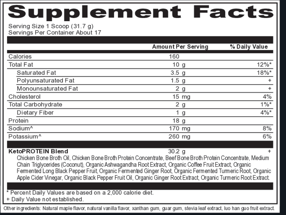 Ancient Nutrition Keto Protein Vanilla - supplement facts