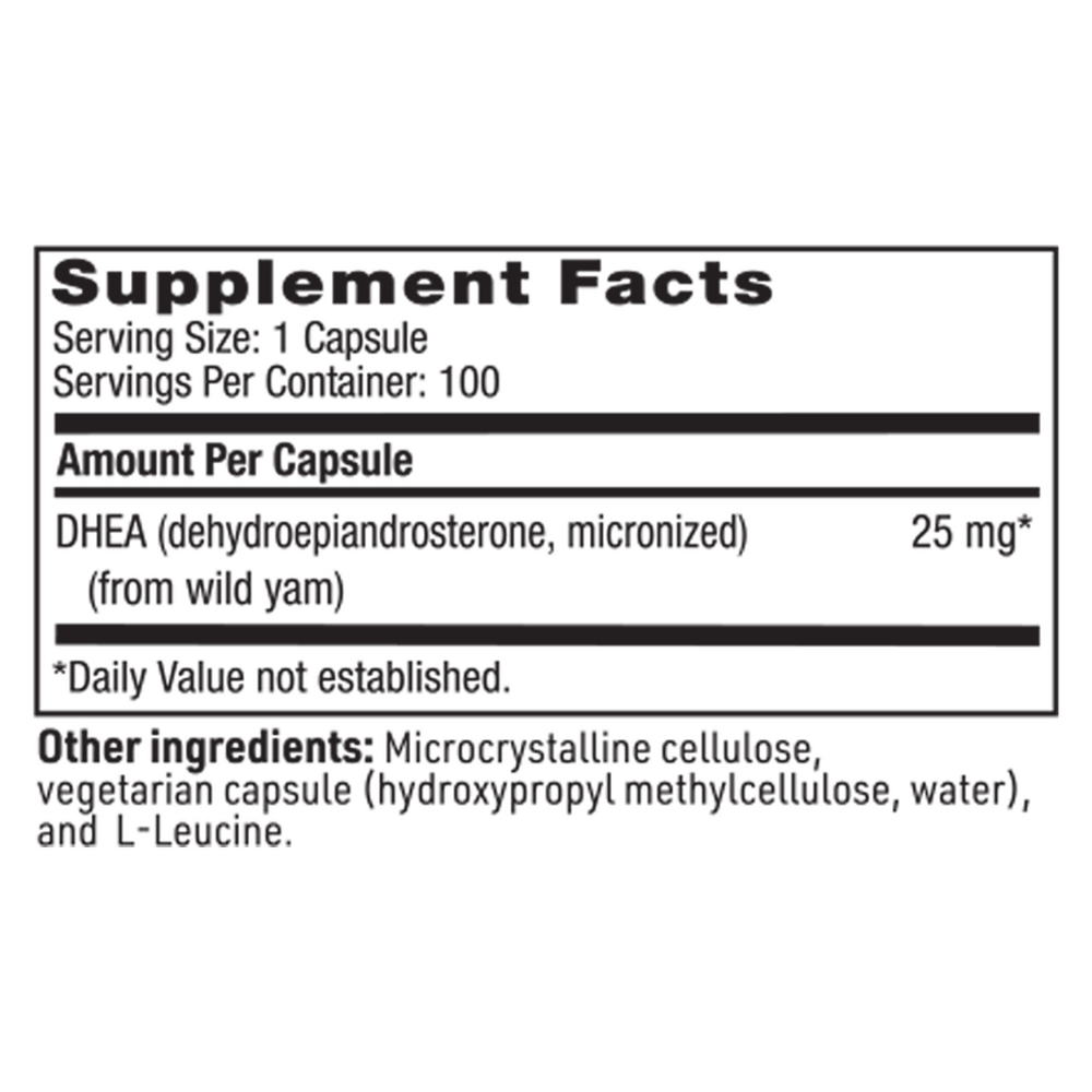 DHEA 25mg, 100 Capsules