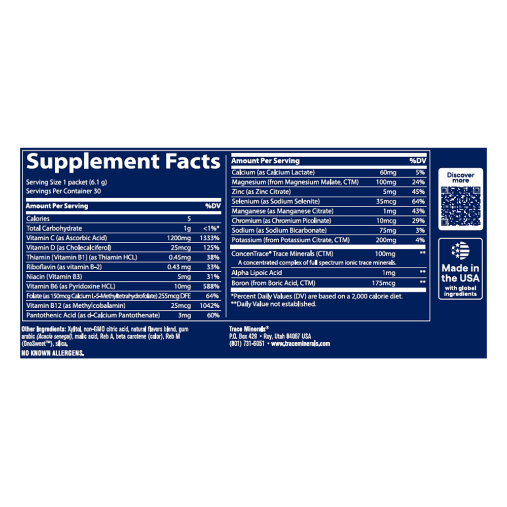 Electrolyte Stamina Power Pak Sugar Free Non-GMO Orange Mango, 30 Packets