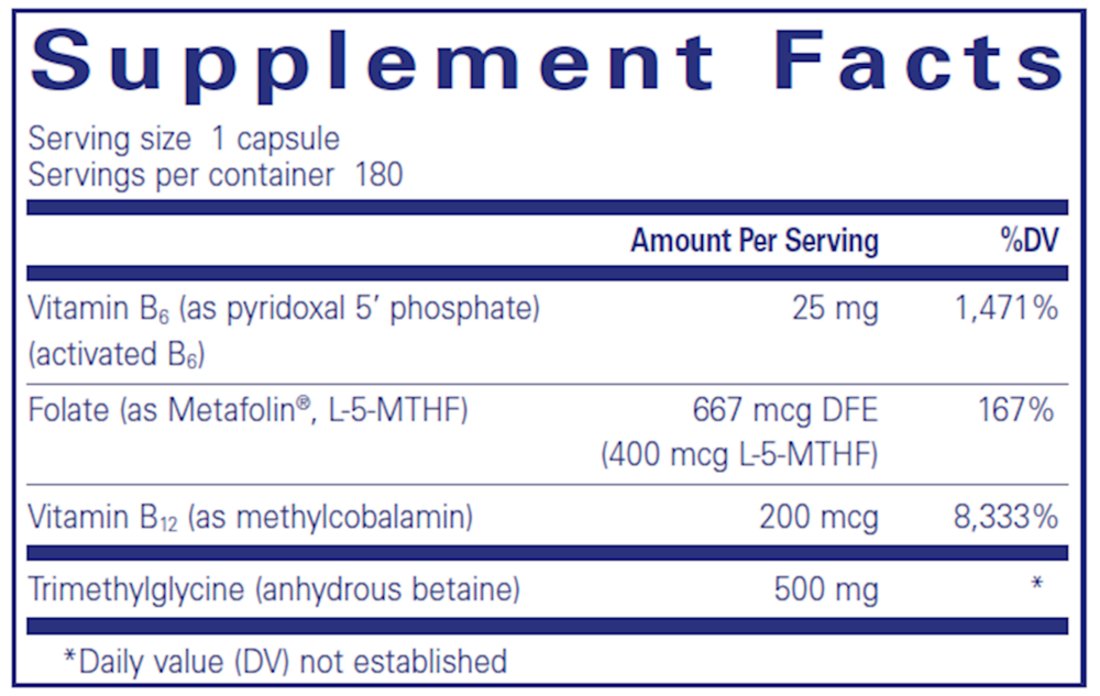 Homocysteine Factors with Metafolin® L-5-MTHF, 180 Capsules , Brand_Pure Encapsulations caps Emersons