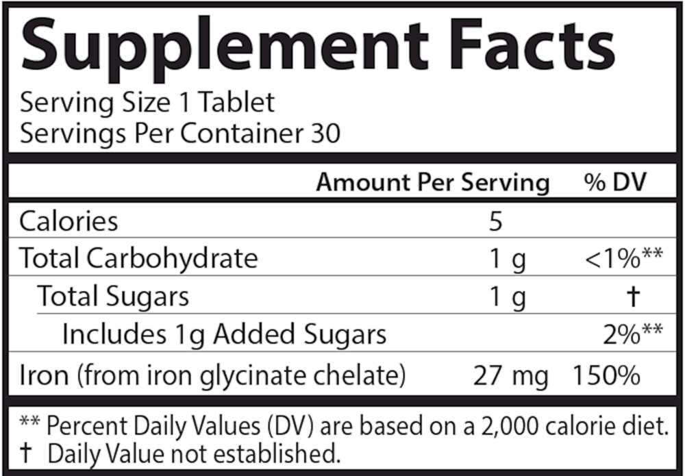Chewable Iron - Grape, 30 Tablets