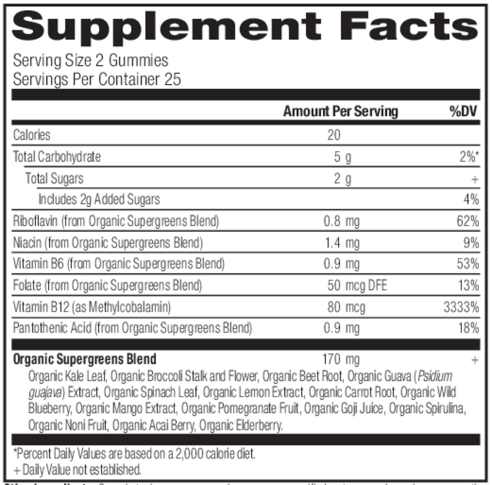 Ancient Nutrition Organic SuperGreens, Strawberry Watermelon - supplement facts
