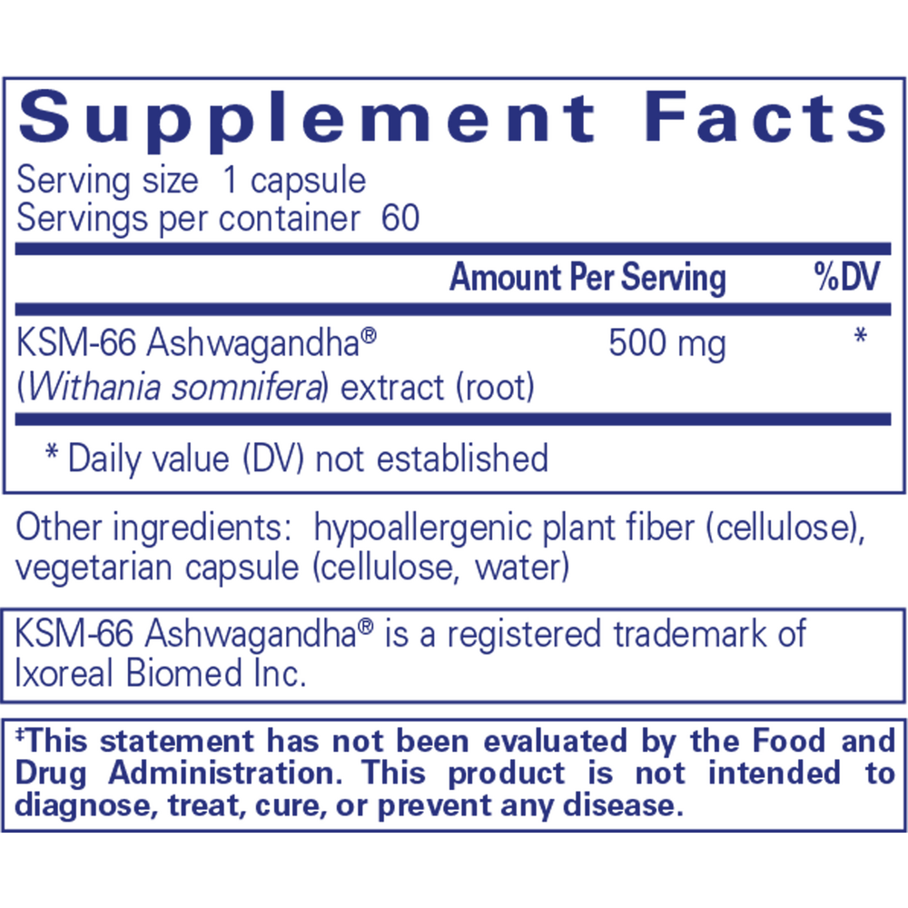 Ashwagandha, 60 Capsules , Brand_Pure Encapsulations Form_Capsules Requires Consultation Size_60 Capsules