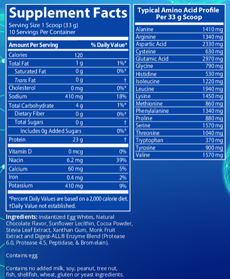 Egg White Protein - Chocolate, 340 Grams