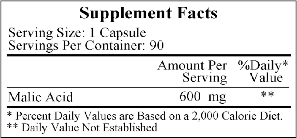 Malic Acid 600 mg, 90 caps