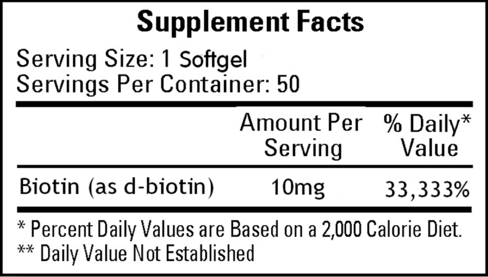 Megabiotin 10,000 mcg, 50 Softgels
