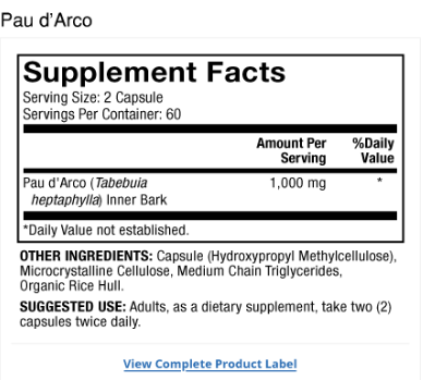 Pau D'Arco, 120 Capsules