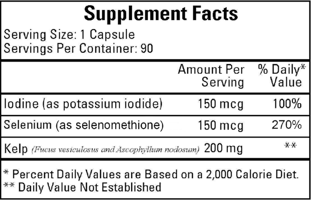Kelp w/Selenomethionine and Iodine, 90 Capsules