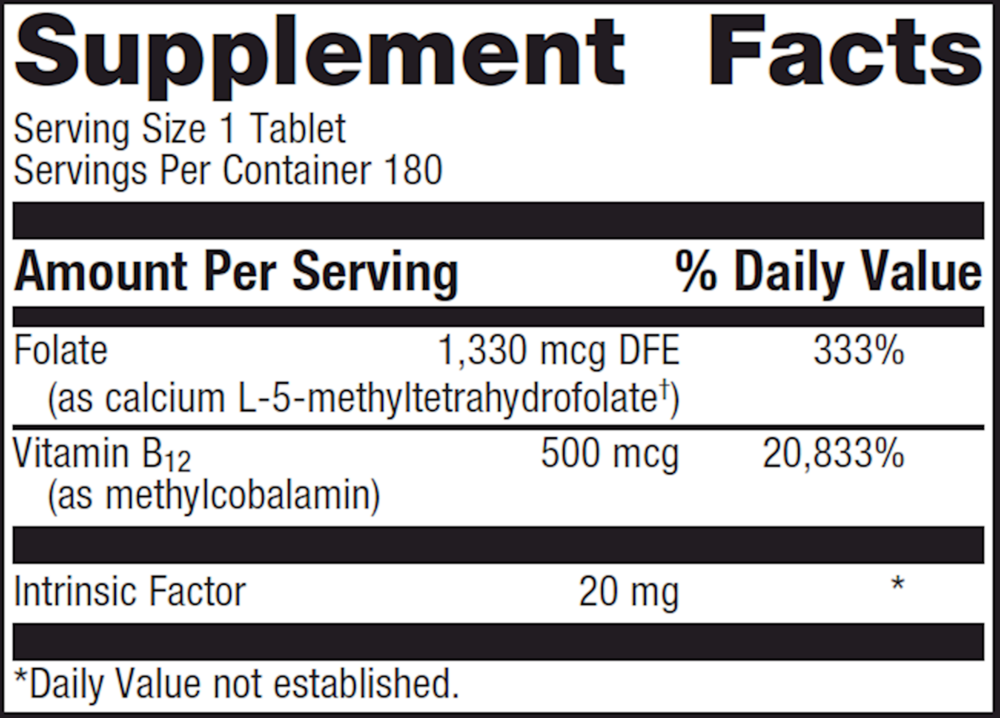 Intrinsi B12/Folate™, 180 Tablets , Emersons Form_Tablets tabs