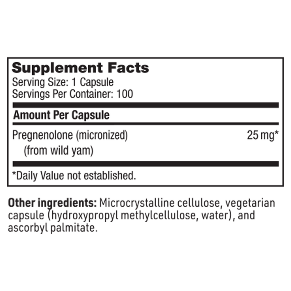 Pregnenolone 25mg, 100 Capsules