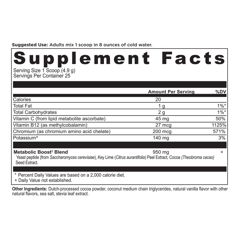 Ancient Nutrition Active Peptides Powder - Metabolic Booster - Chocolate - supplement facts